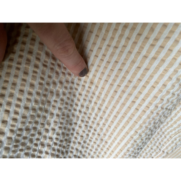 Level Eight Cotton Seersucker Romper Jumpsuit Striped Coastal Minimal Neutral M - Picture 8 of 11